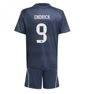 Real Madrid Endrick #9 Borta Kläder Barn 2025-26 Kortärmad (+ Korta byxor)